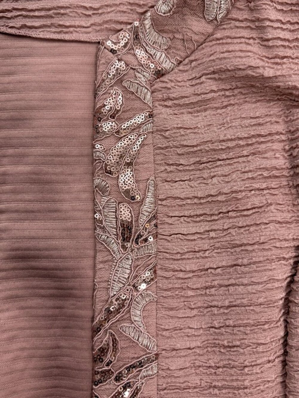Maya Brooke Two Piece Dress Suit Size 14 Rose Gold Textured Sheath Sequins Lace - Picture 12 of 15